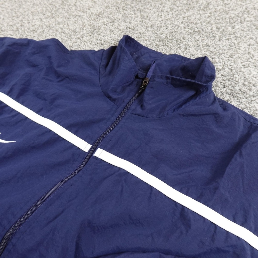VTG Nike Jacket Mens 2XL Blue White Full Zip Windbreaker Track Coat Athletic Y2K